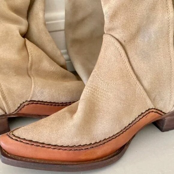Free People Sterling Western Tall Boots | Tan Suede | Size 37 / US 7 - Picture 6 of 16